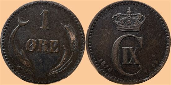 1 øre 1876 i kv. 1 - 1+