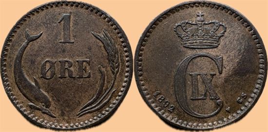 1 øre 1892 i kv. 1+