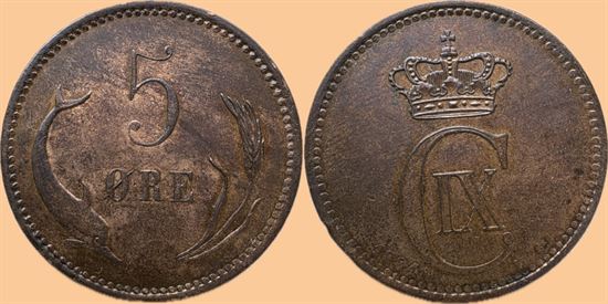 5 øre 1884 i kv. 01