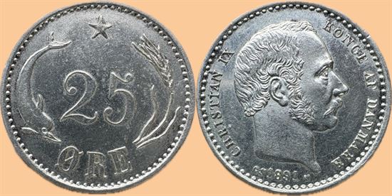 25 øre 1891 i kv. 0