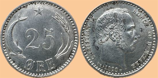 25 øre 1900 i kv. 0