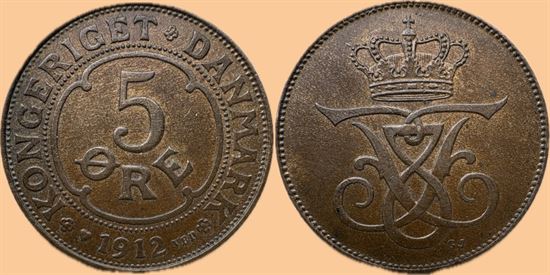 5 øre 1912 i kv. 01 - 0