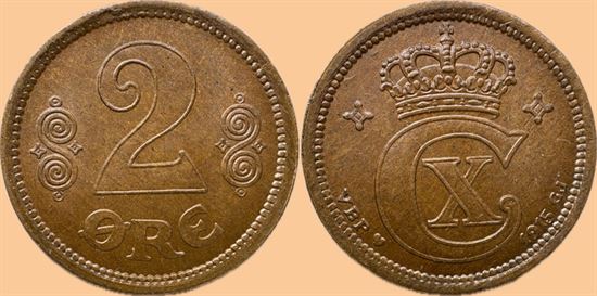 2 øre 1915 i kv. 0