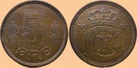 5 øre 1923 i kv.  0 - flot velpræget eksemplar