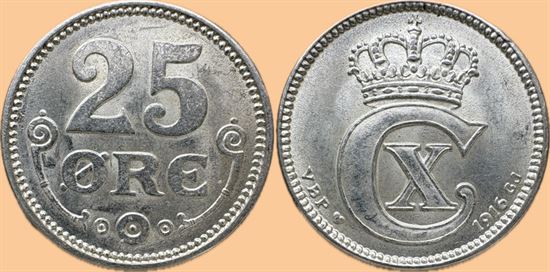 25 øre 1916 i kv. 0