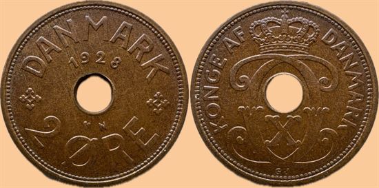 2 øre 1928 i kv. 0