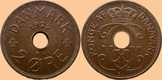 2 øre 1929 i kv. 0
