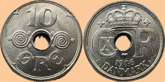 10 øre 1946 i kv. M - pragteksemplar