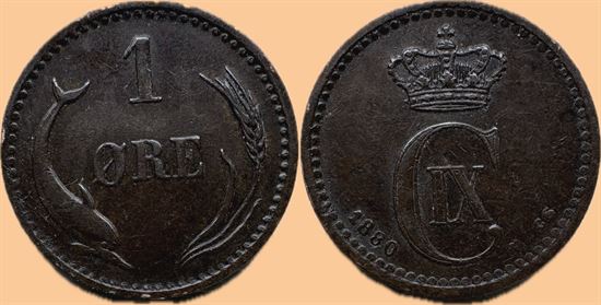 1 øre 1880 i kv. 1+ - 01