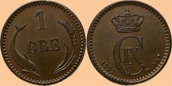 1 øre 1902 i kv. 0 - variant 1802 på 1902