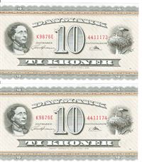 Seddel: 10 kr. 1967 K9676E i kv. 0