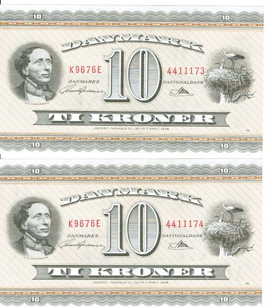 Seddel: 10 kr. 1967 K9676E i kv. 0