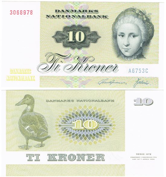 Seddel: 10 kr. 1975 A6753C i kv. 0